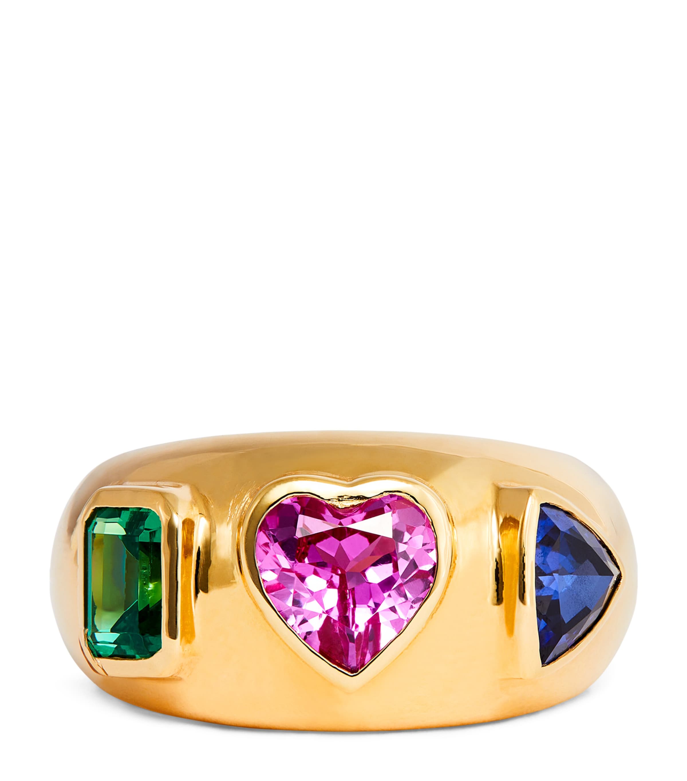 Nadine Aysoy Yellow Gold, Saphire And Emerald Le Cercle Ring