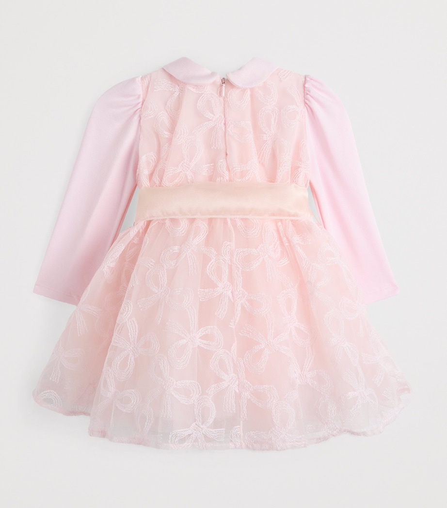 Monnalisa Tulle Embroidered Dress (9 Months-3 Years) Rosa Antico Image 2