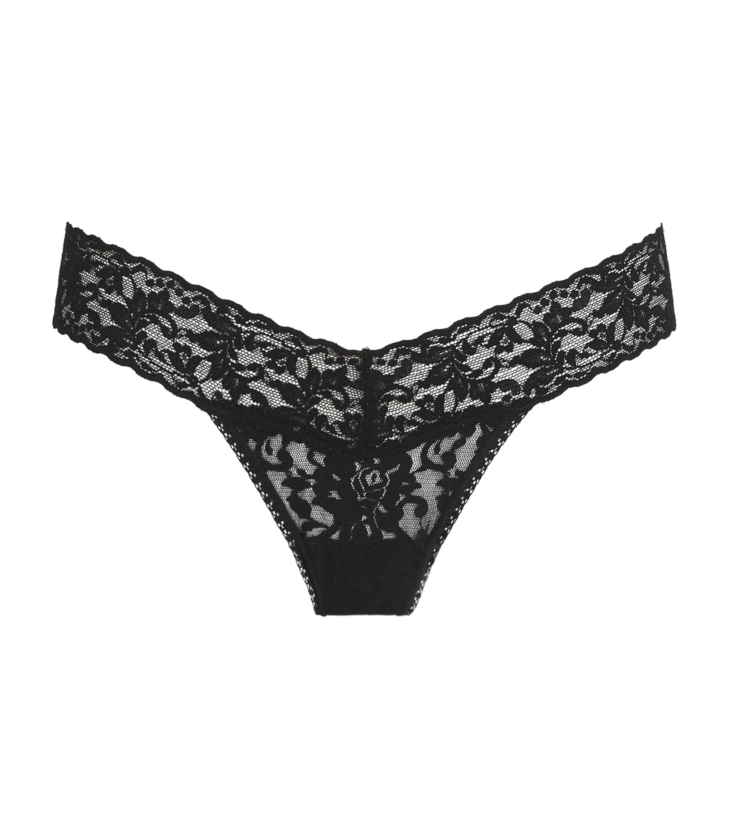 Hanky Panky Lace Low-rise Thong In Black