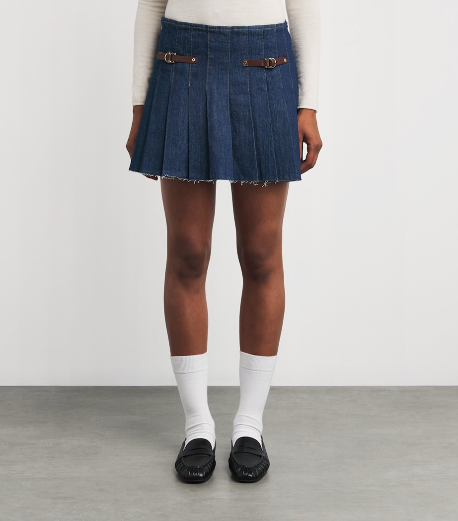 Stretch Denim Mini Skorts NAVY Image 3