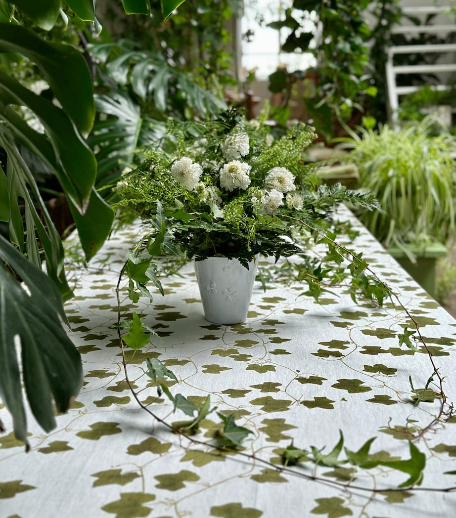 Linen Ivy Tablecloth (165cm x 380cm) GREEN Image 3