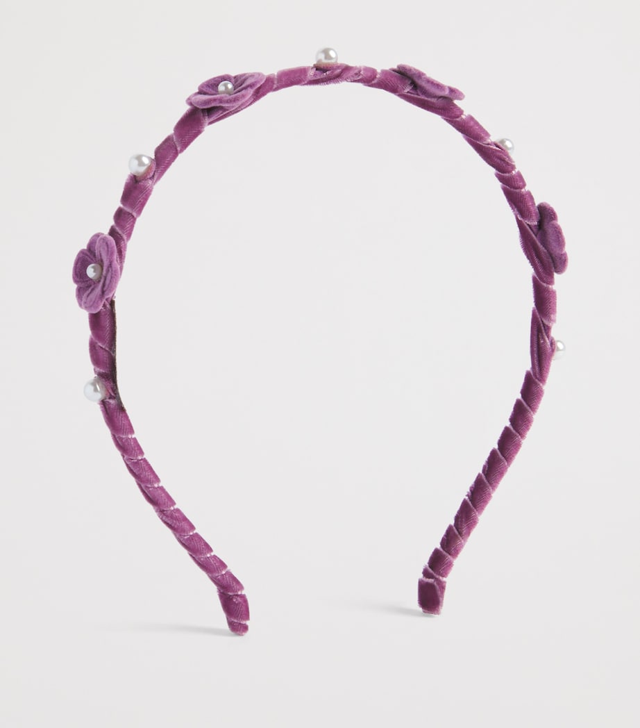 Monnalisa Velvet Flower-Detail Headband Susina Image 2