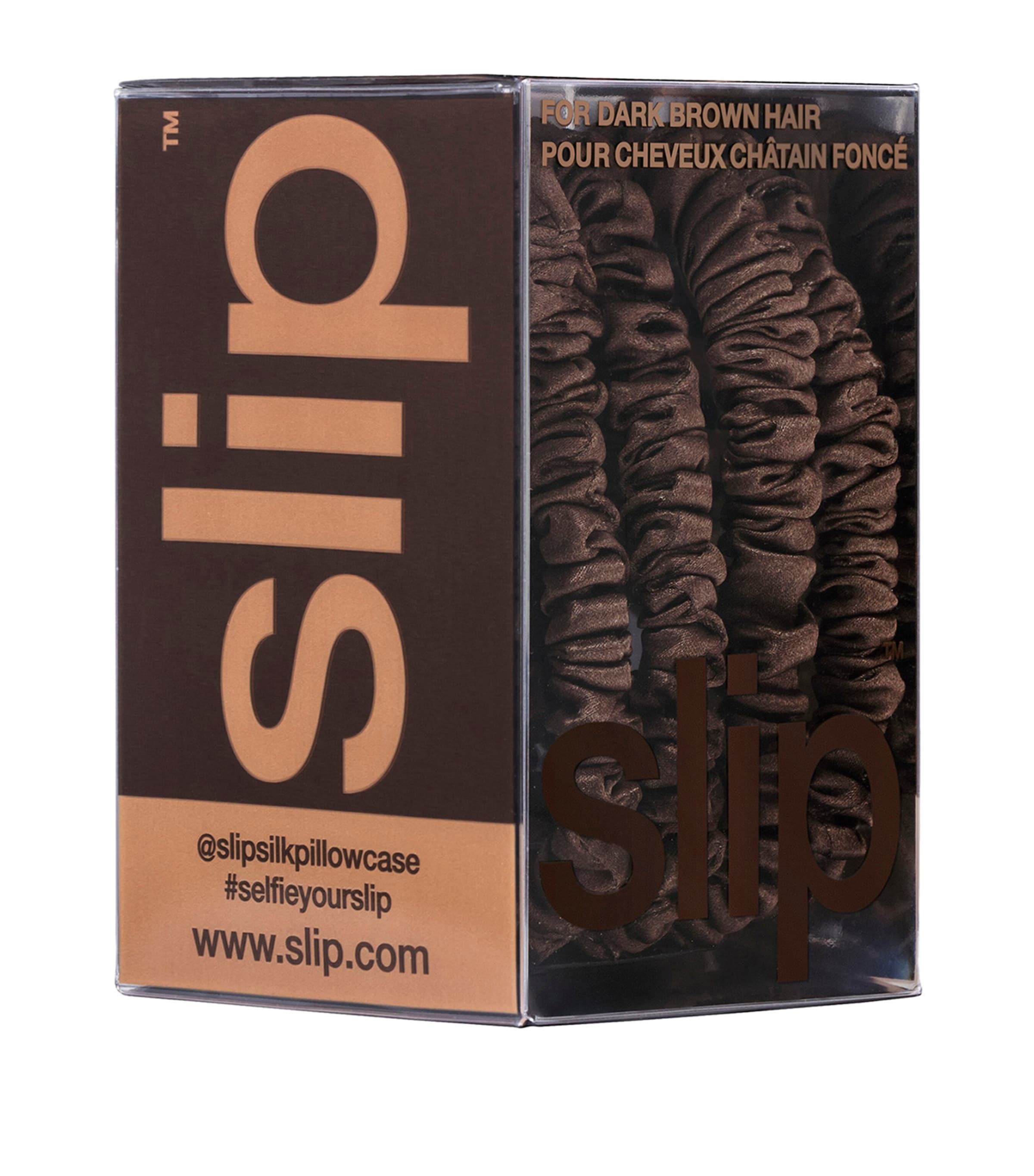 Pure Silk Skinny Scrunchies (Set of 4) DARK BROWN Image 3