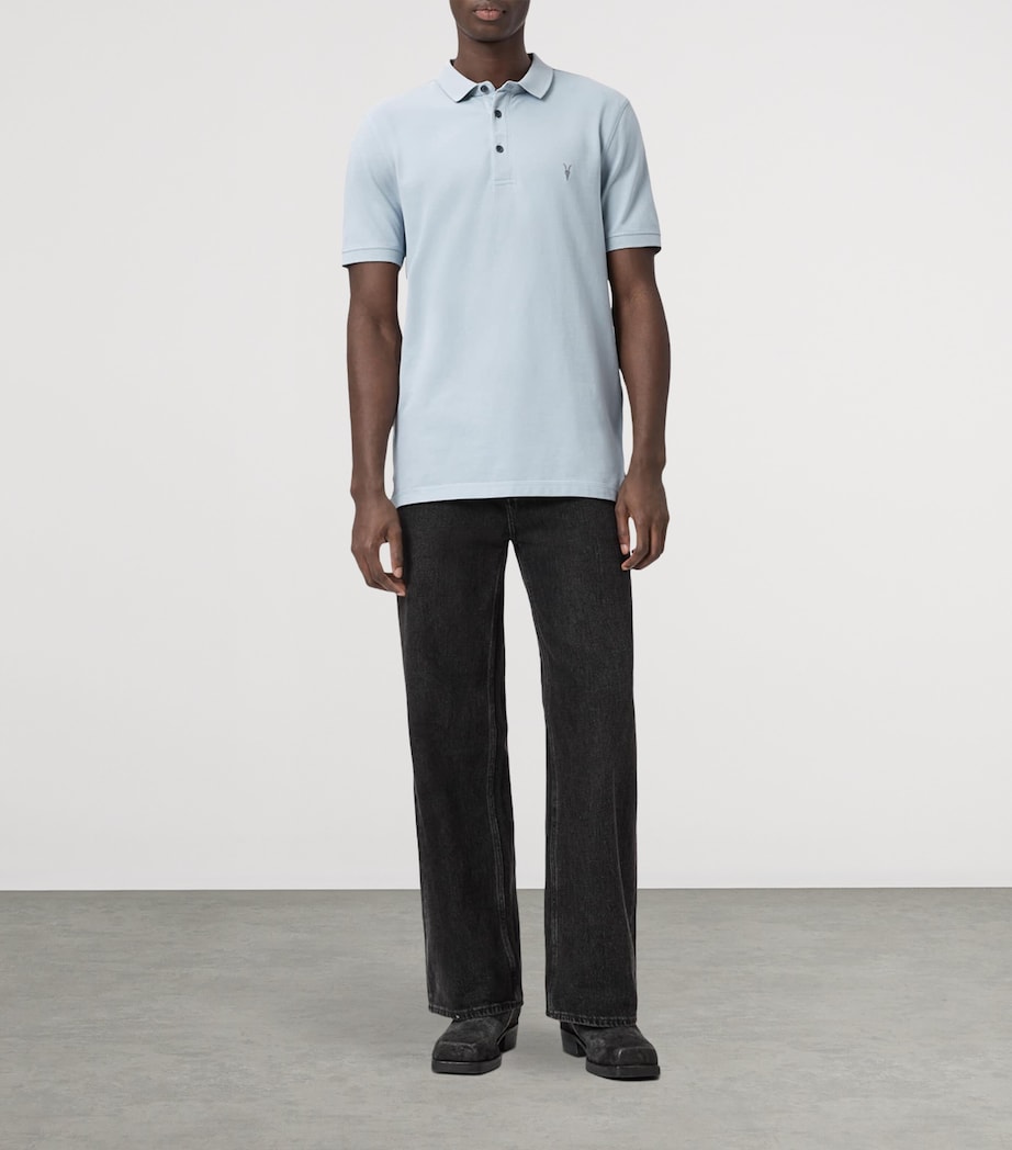 AllSaints Mens Organic Cotton Reform Polo Shirt Misty Blue Image 2