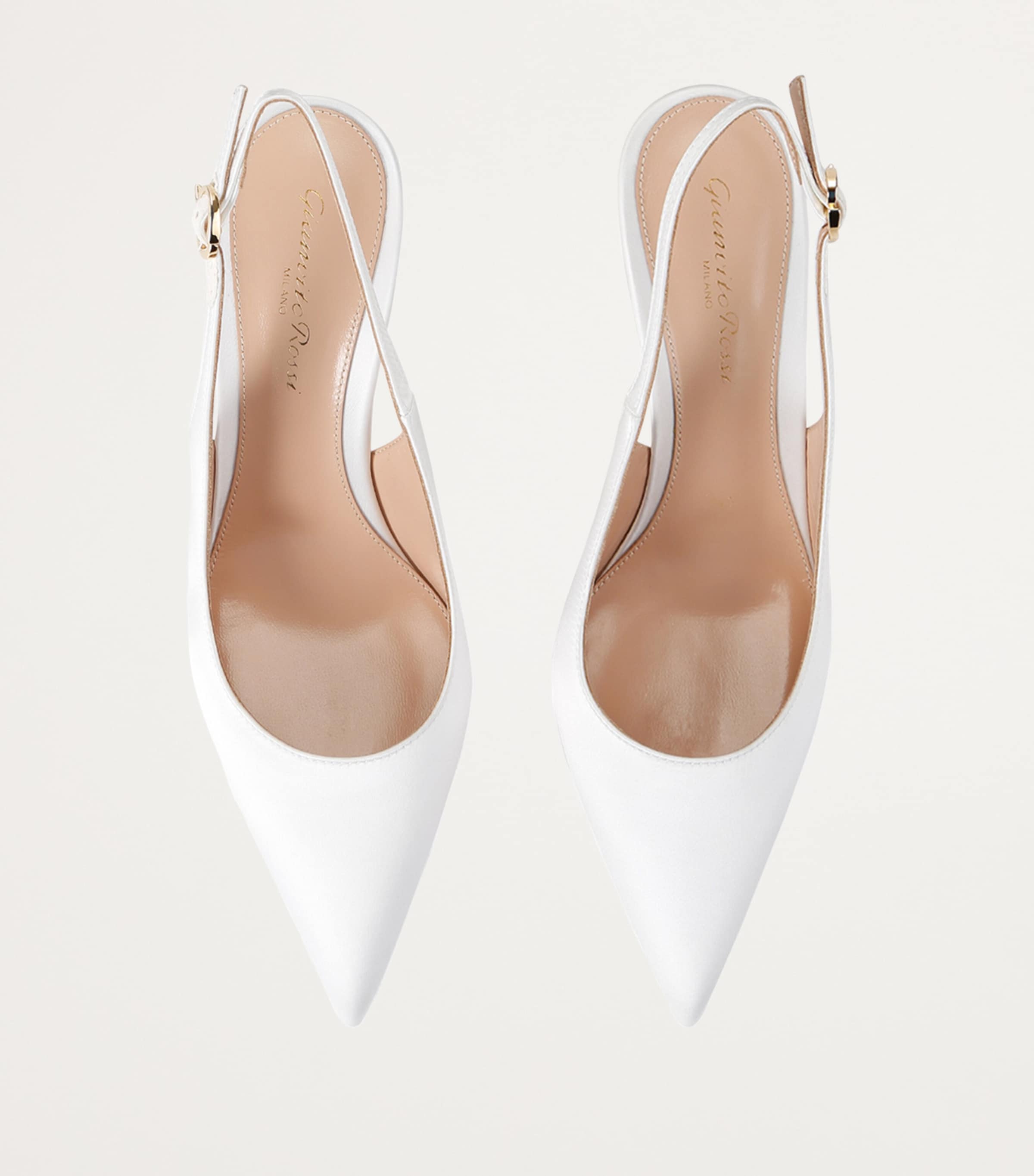 Gianvito Rossi White Leather Ribbon Slingback Pumps 85