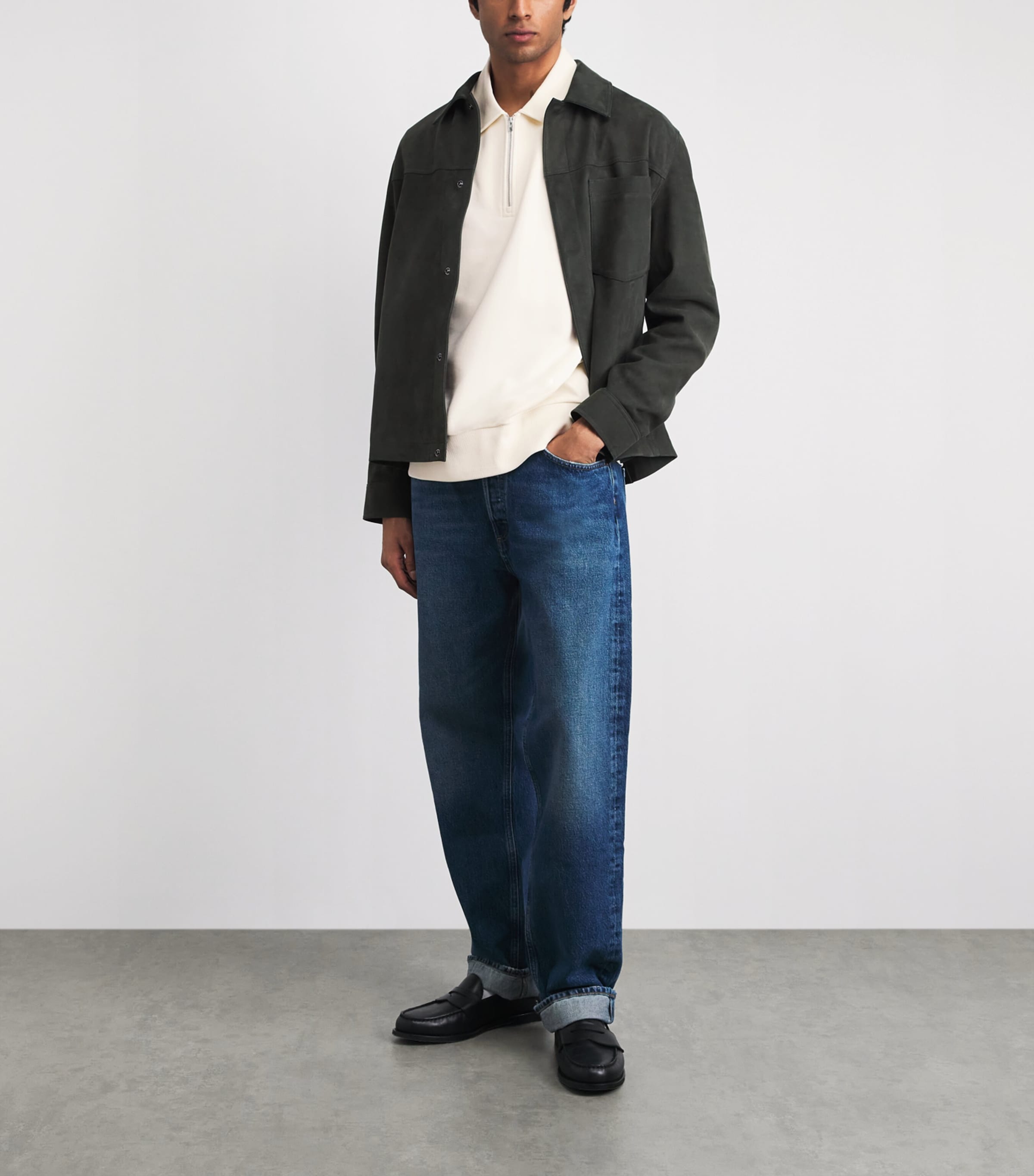 Fred Perry Mens Cotton Half-Zip Sweatshirt Ecru Image 2