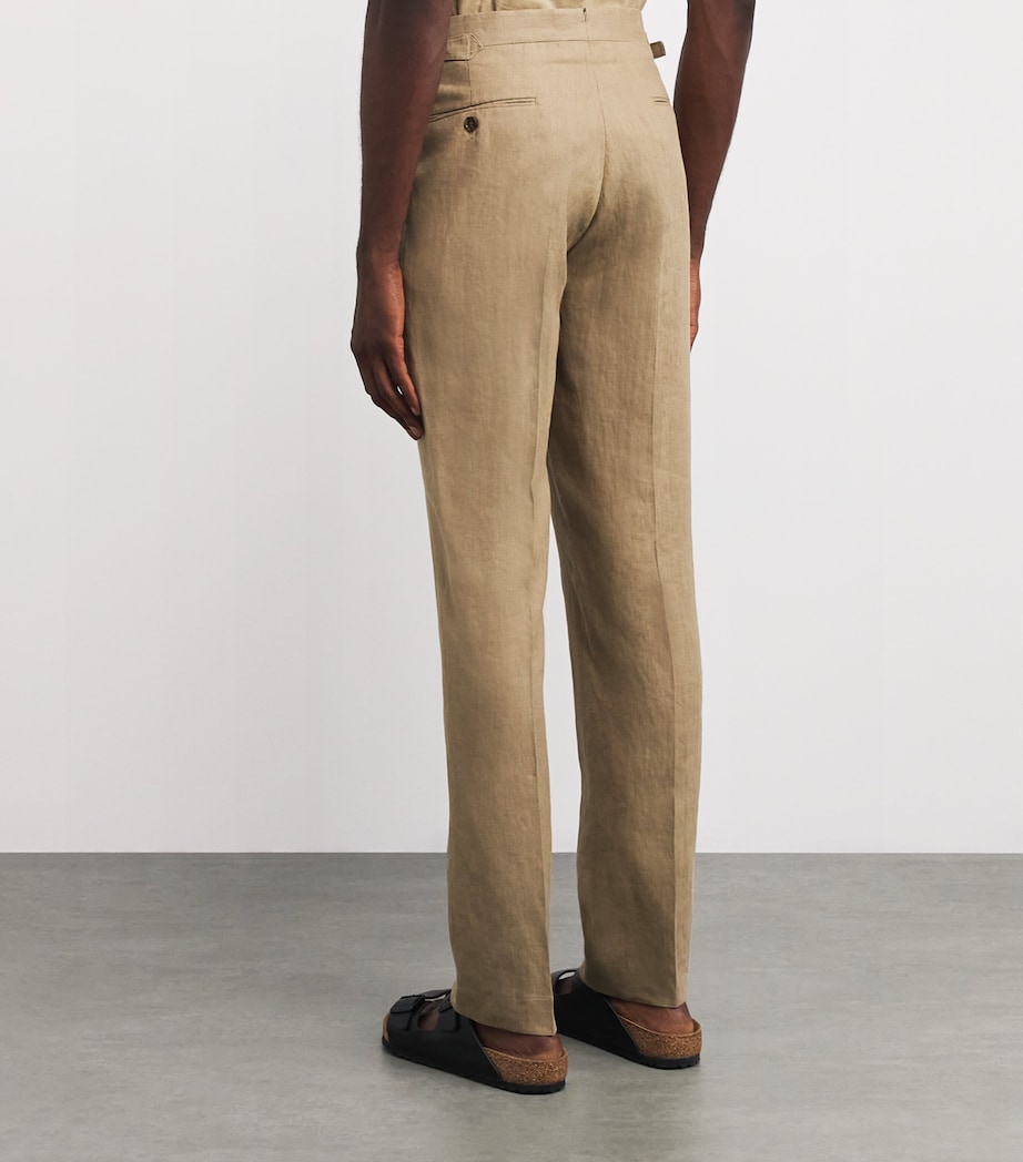 Linen Tailored Trousers KHAKI Image 4
