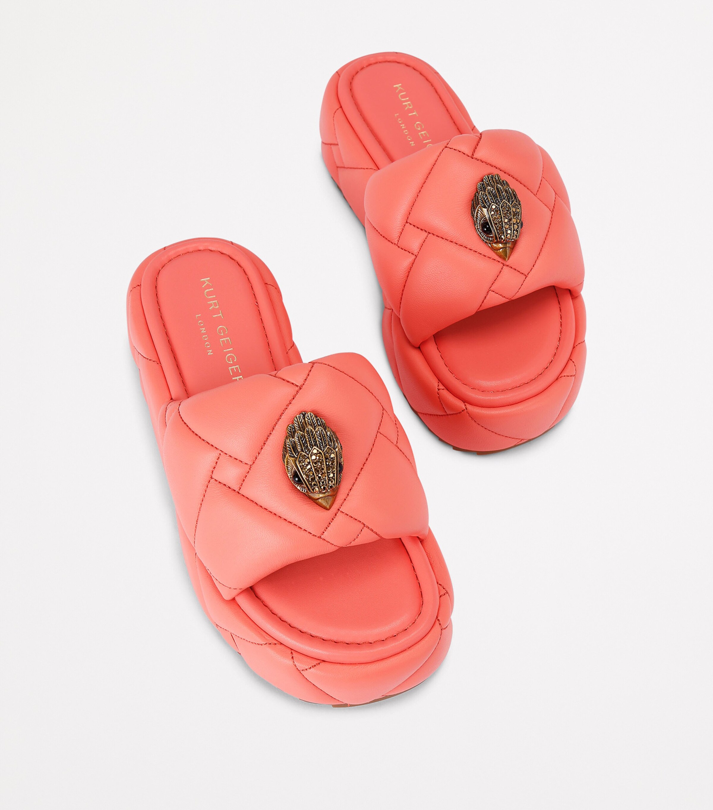 Kurt Geiger London Kensington Puff Flatform Slides Peach Image 4