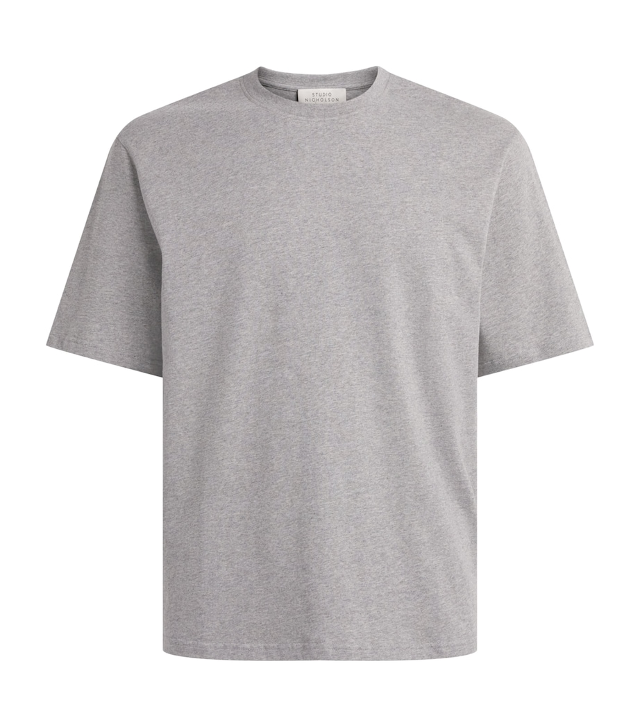 Studio Nicholson Mens Cotton Bric T-Shirt Grey Marl Image 1