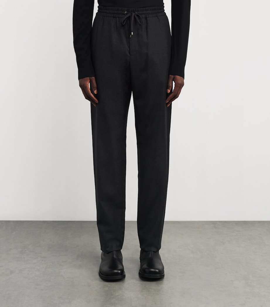 Wool Drawstring Straight Trousers K76 - DARK GREY Image 3