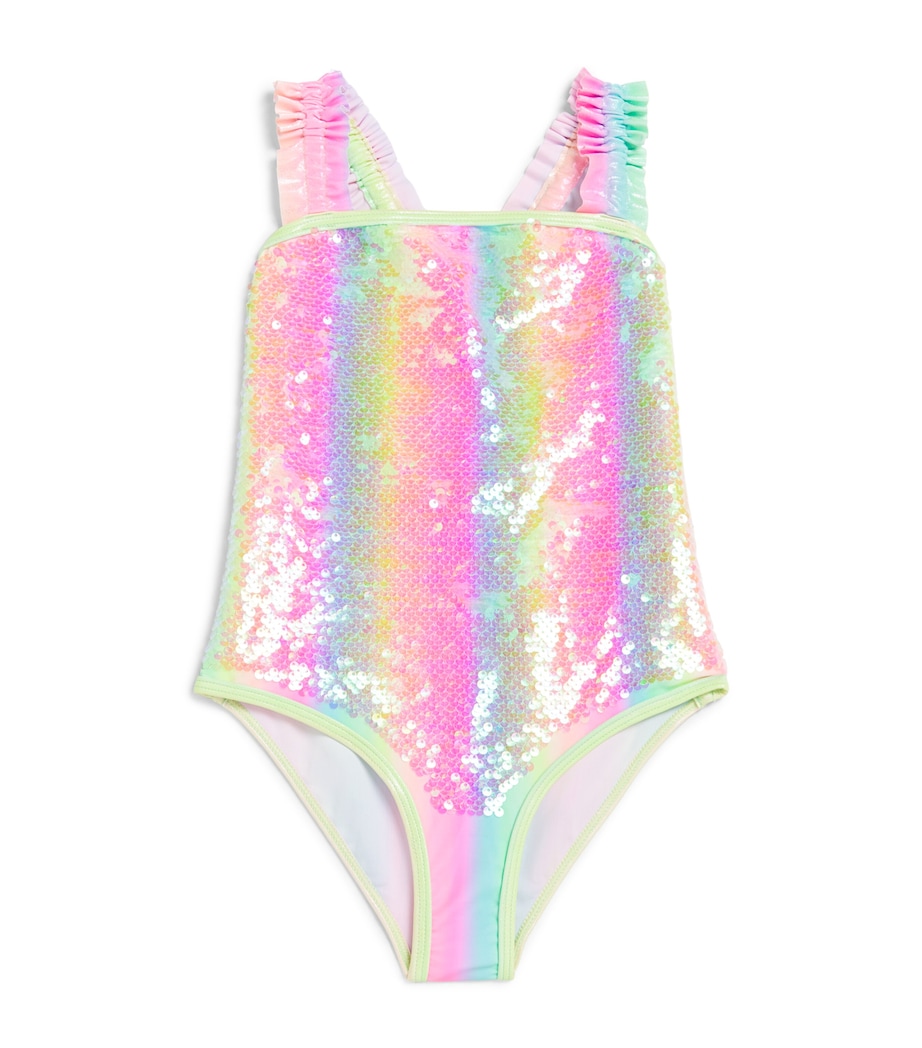 Billieblush Sequin Rainbow Swimsuit (4-12 Years) Multi Image 1