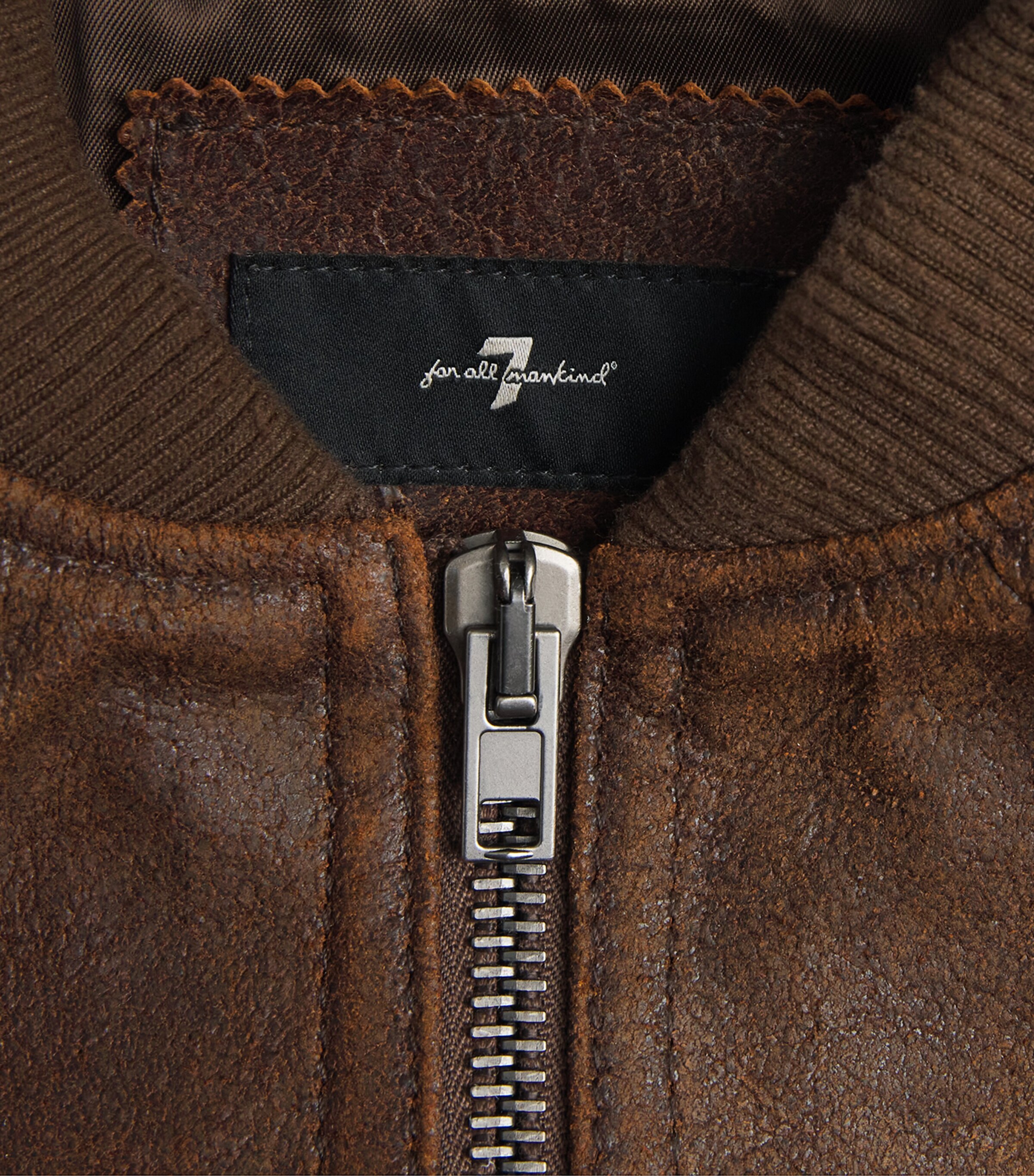 7 For All Mankind Mens Leather Bomber Jacket Brown Image 6