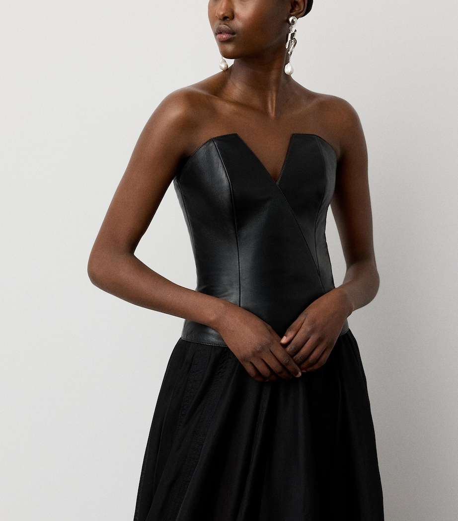 Ralph Lauren Collection Womens Leather Harling Bustier Top Black Image 5