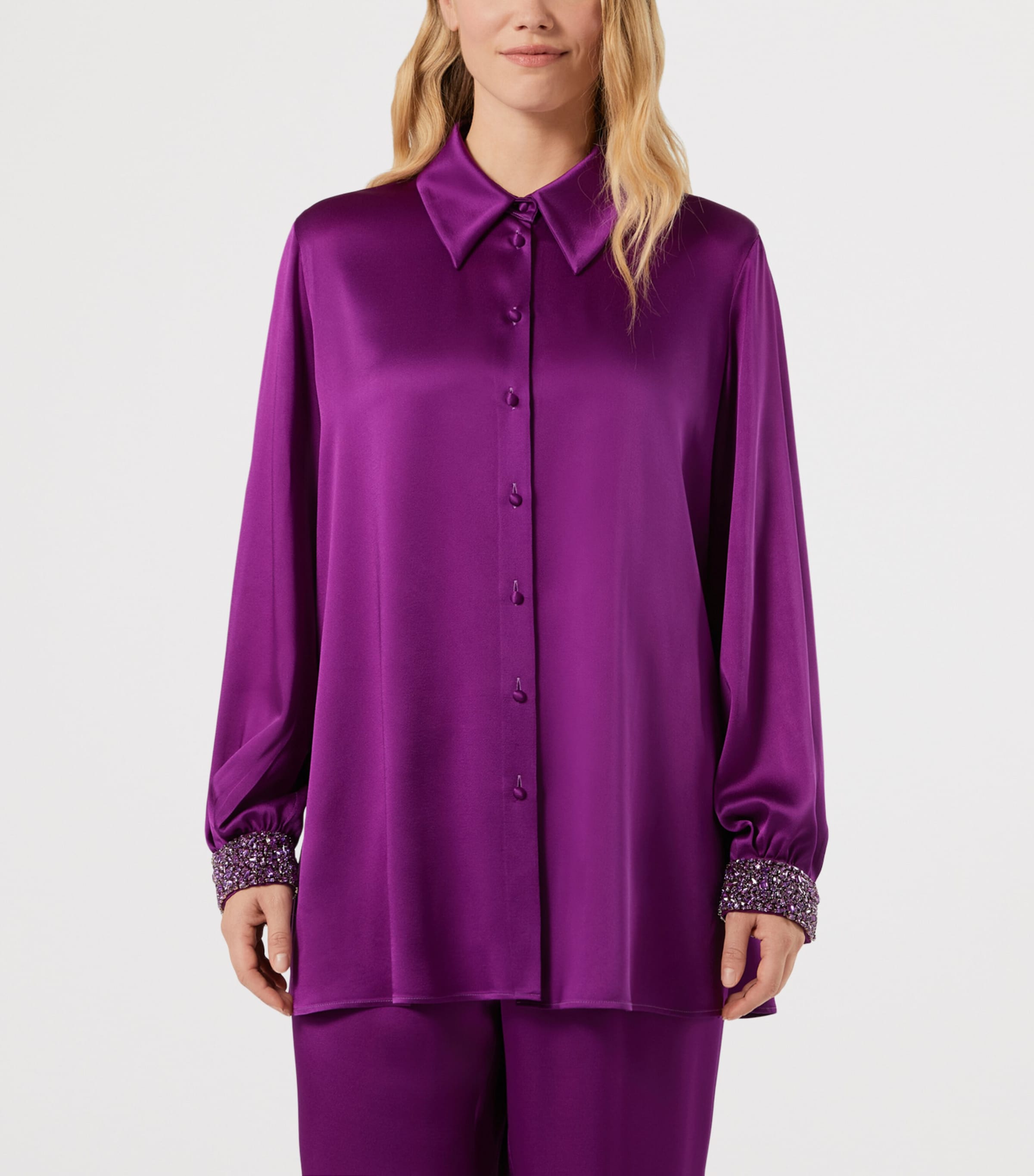 Marina Rinaldi Womens Embellished Shirt Fuxia Viola Image 3