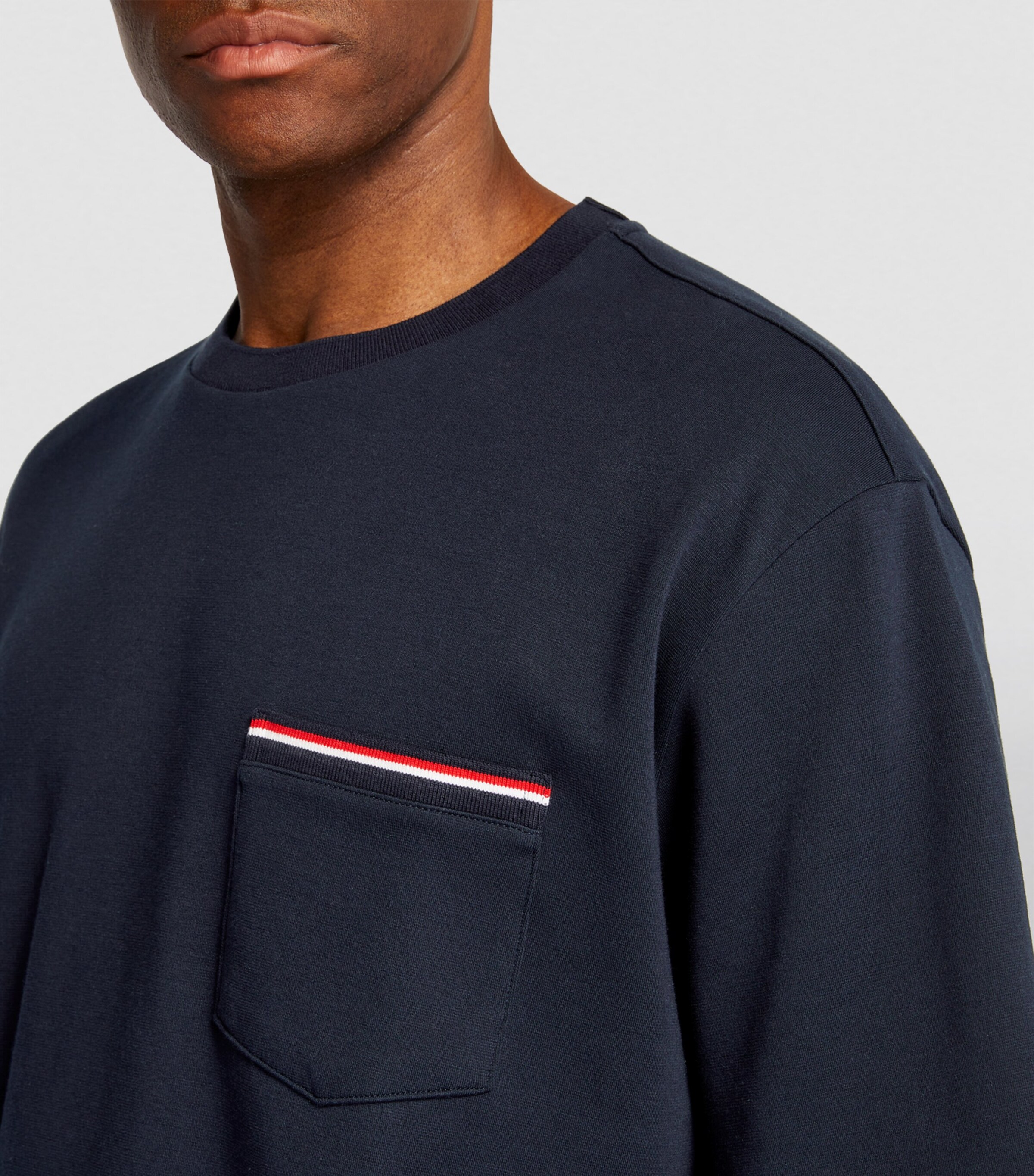 Tシャツ・カットソー THOM BROWNE TRICOLOR EMBROIDERED COTTON OVERSIZED T-SHIRT Striped oversized cotton T-shirt in multicoloured - Thom