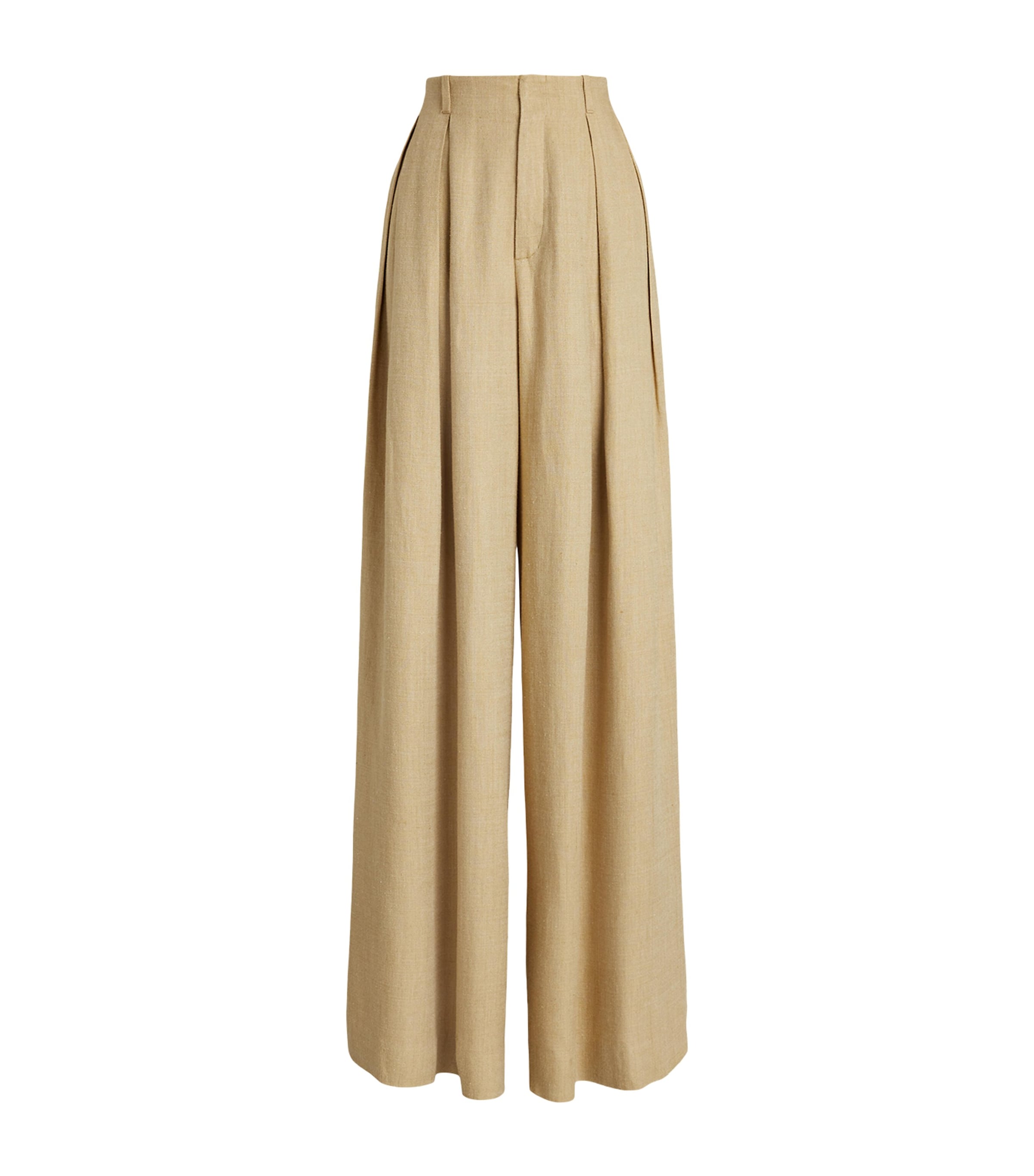Shop Polo Ralph Lauren Silk-linen Greer Wide-leg Trousers In Beige
