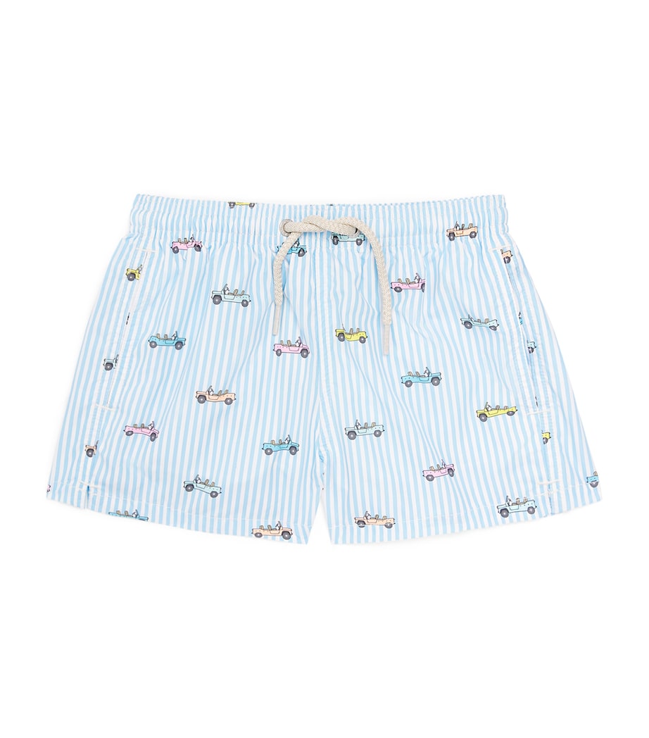 Mc2 Saint Barth Kids Printed Jean Lighting Swim Trunks (2-14 Years) Spd Multi Strpe S Image 1