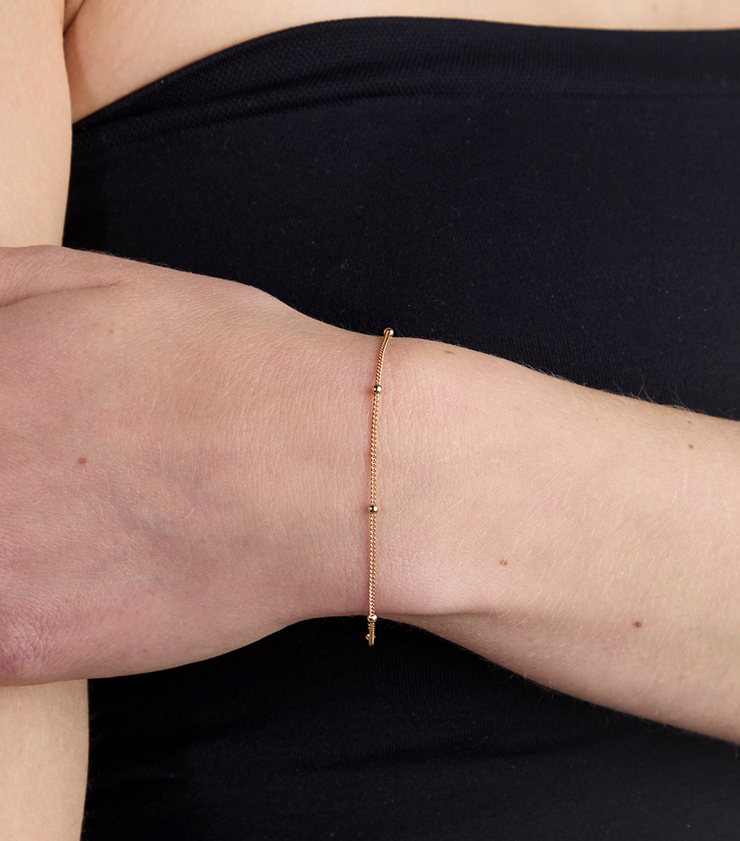 Gold-Plated Essential Beaded Chain Bracelet GOLD Image 2