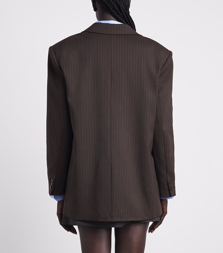 Sandro Paris Womens Striped Single-Breasted Blazer Marron / Bleu Image 5
