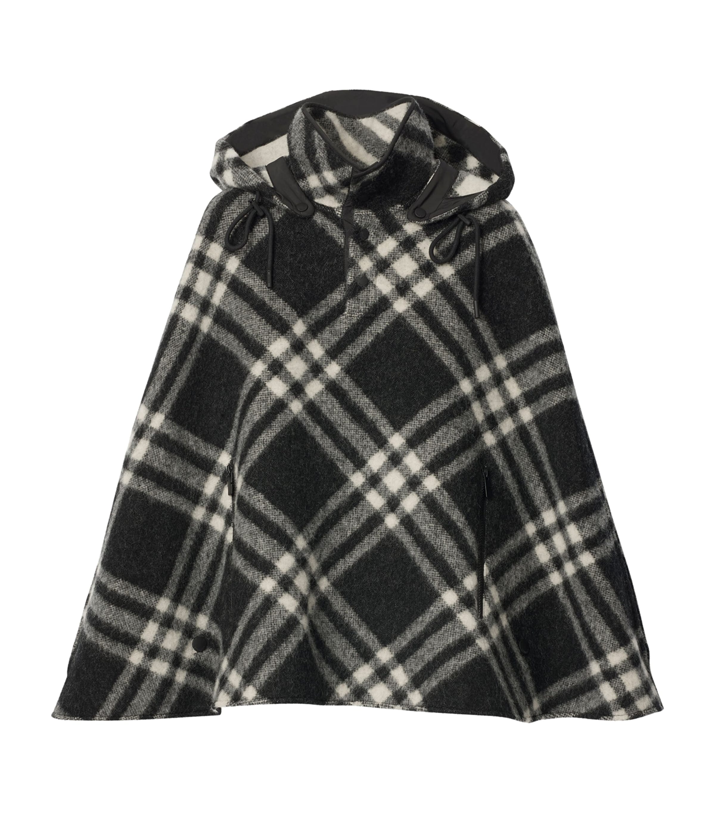 Burberry Check Wool Poncho In Multi
