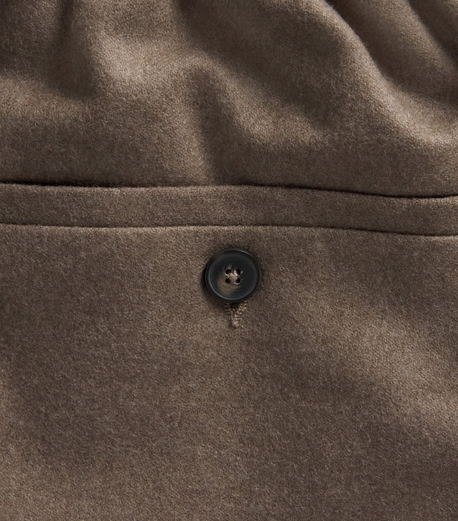 Drôle de Monsieur Mens Virgin Wool-Blend Drawstring-Waist Trousers Light Brown Image 6