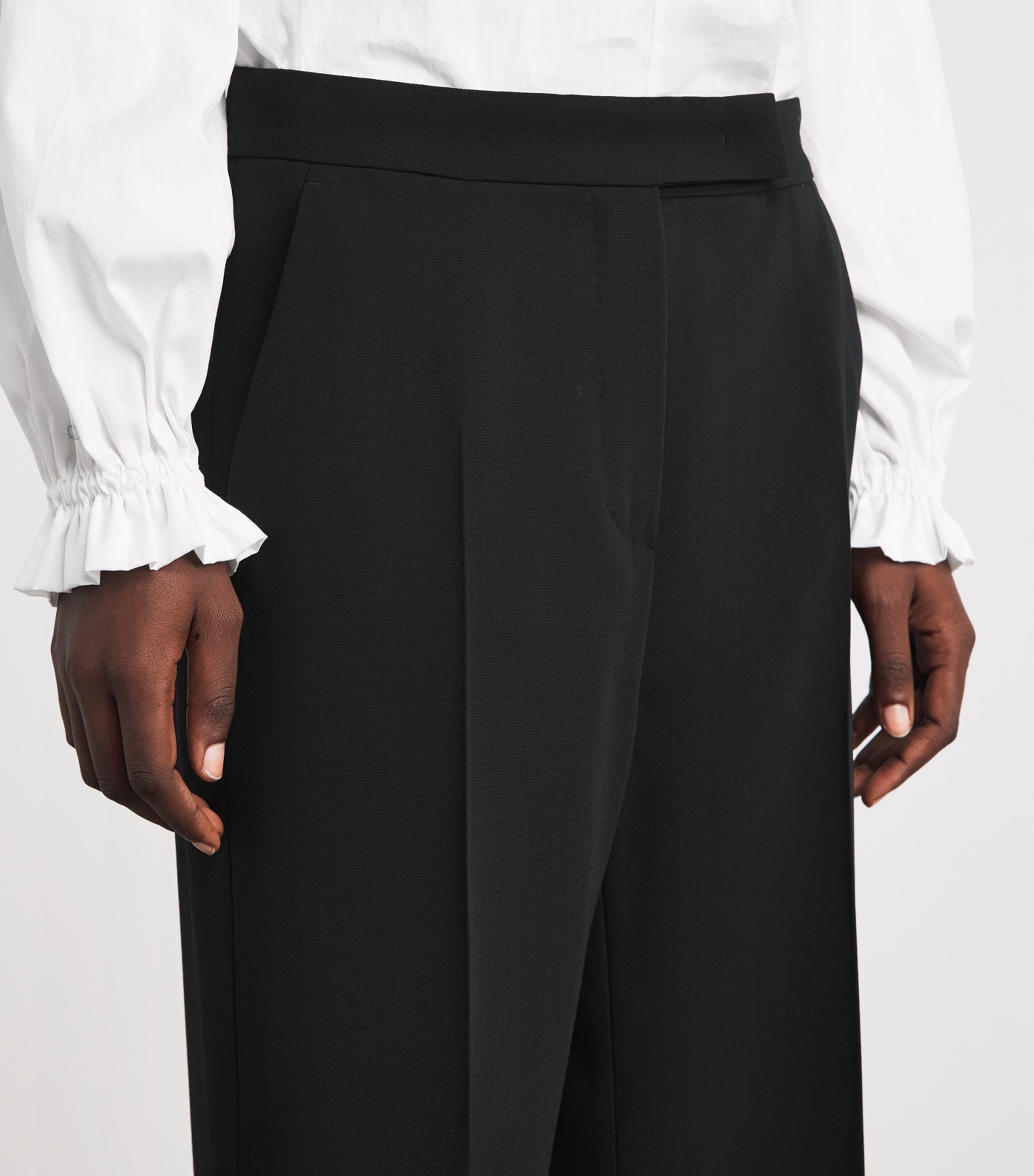 Max Mara Womens Virgin Wool Palazzo Trousers Black Image 3