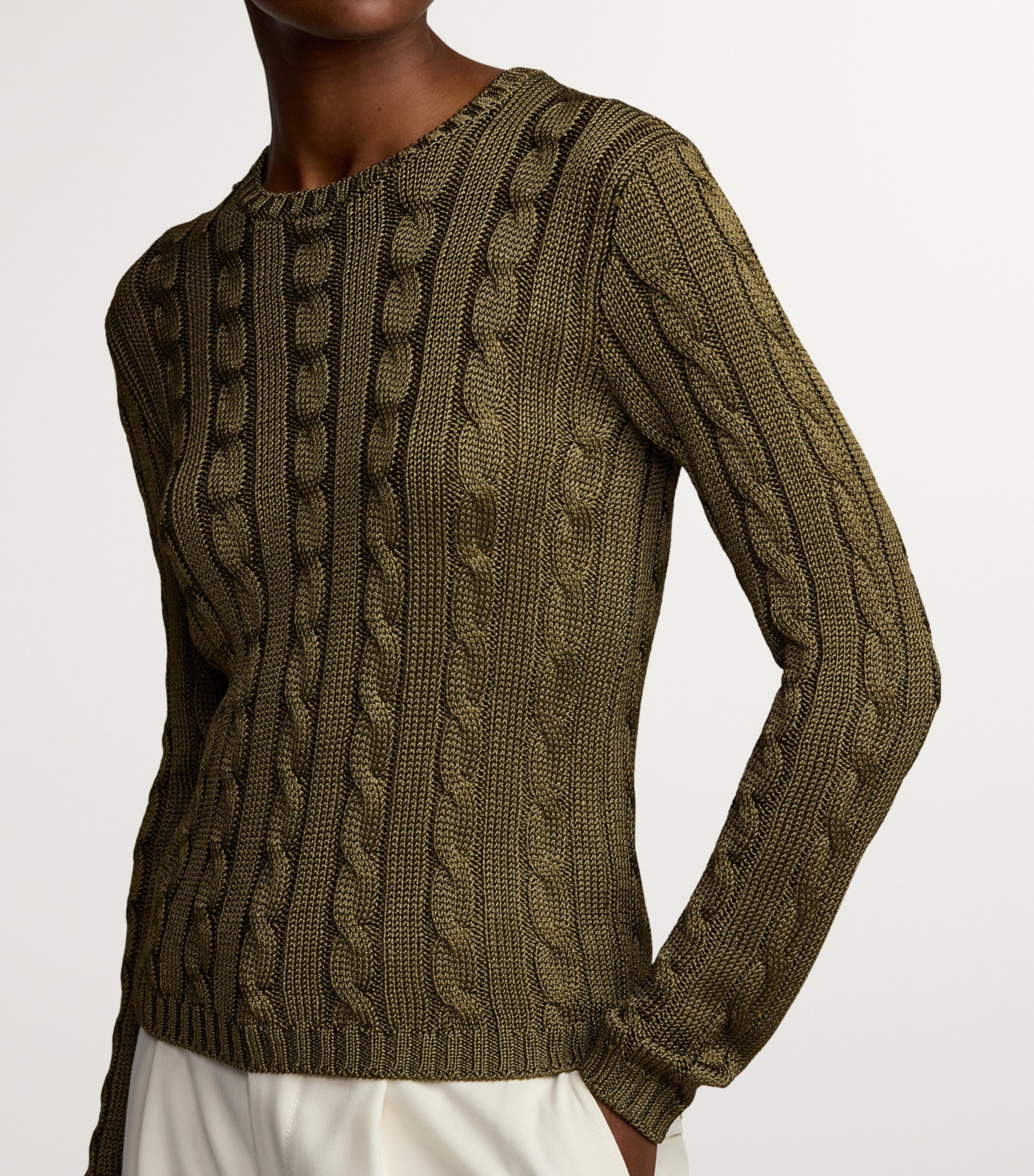 Silk Cable-Knit Sweater MOSS Image 4