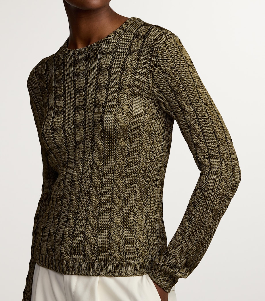 Silk Cable-Knit Sweater MOSS Image 4