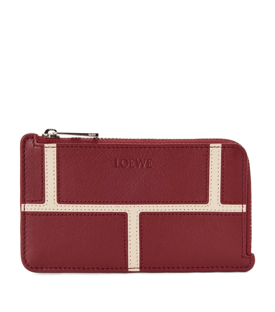 Leather Brick Card Holder BURNT RED Image 1