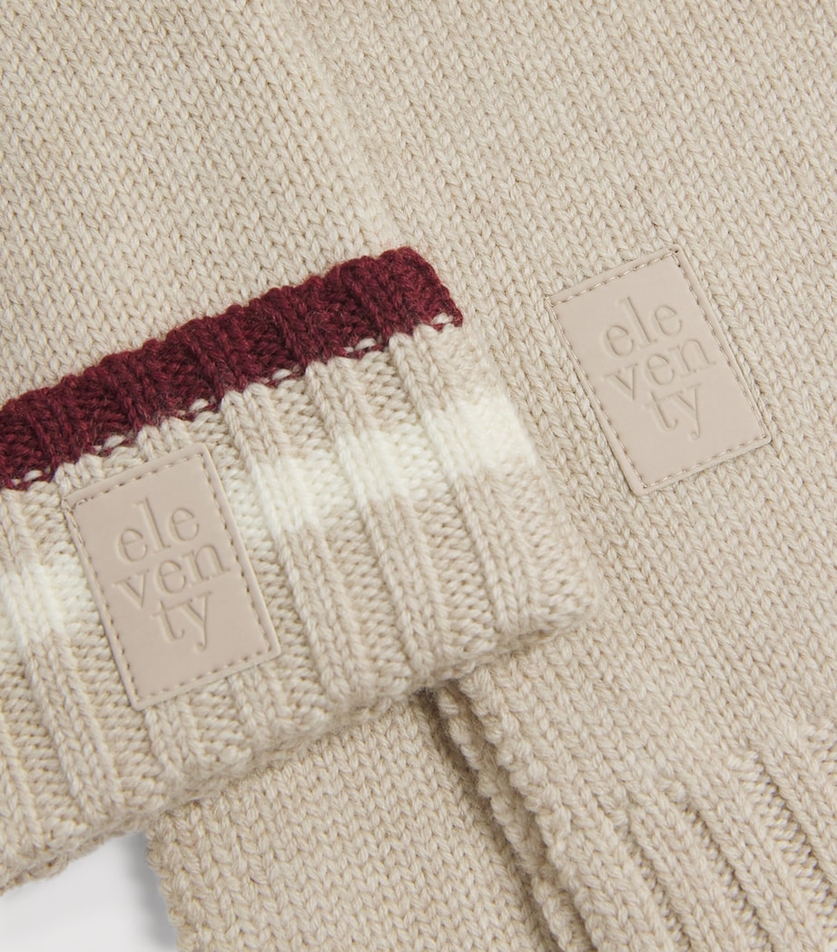 Virgin Wool Scarf and Beanie Set 873BDBEIGE MED/BORDO Image 3