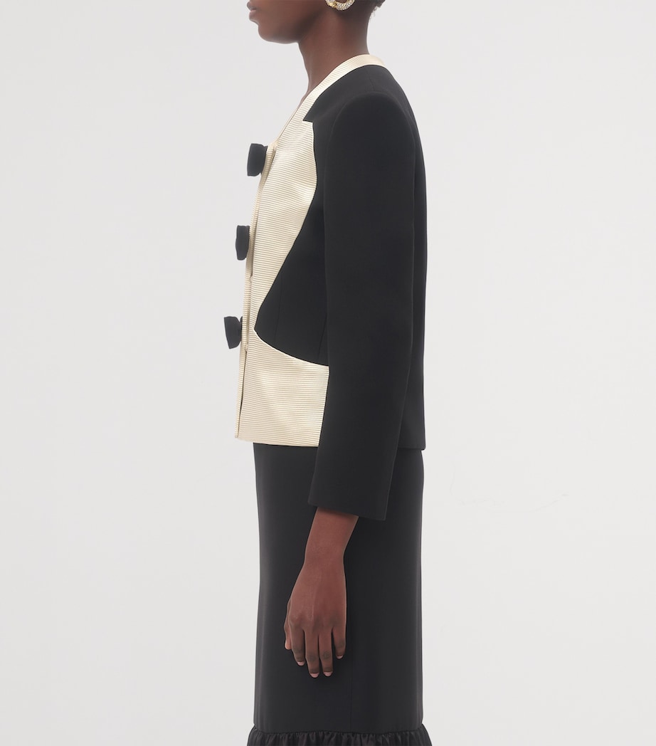 Virgin Wool-Silk Bow-Detail Blazer AUY Image 4