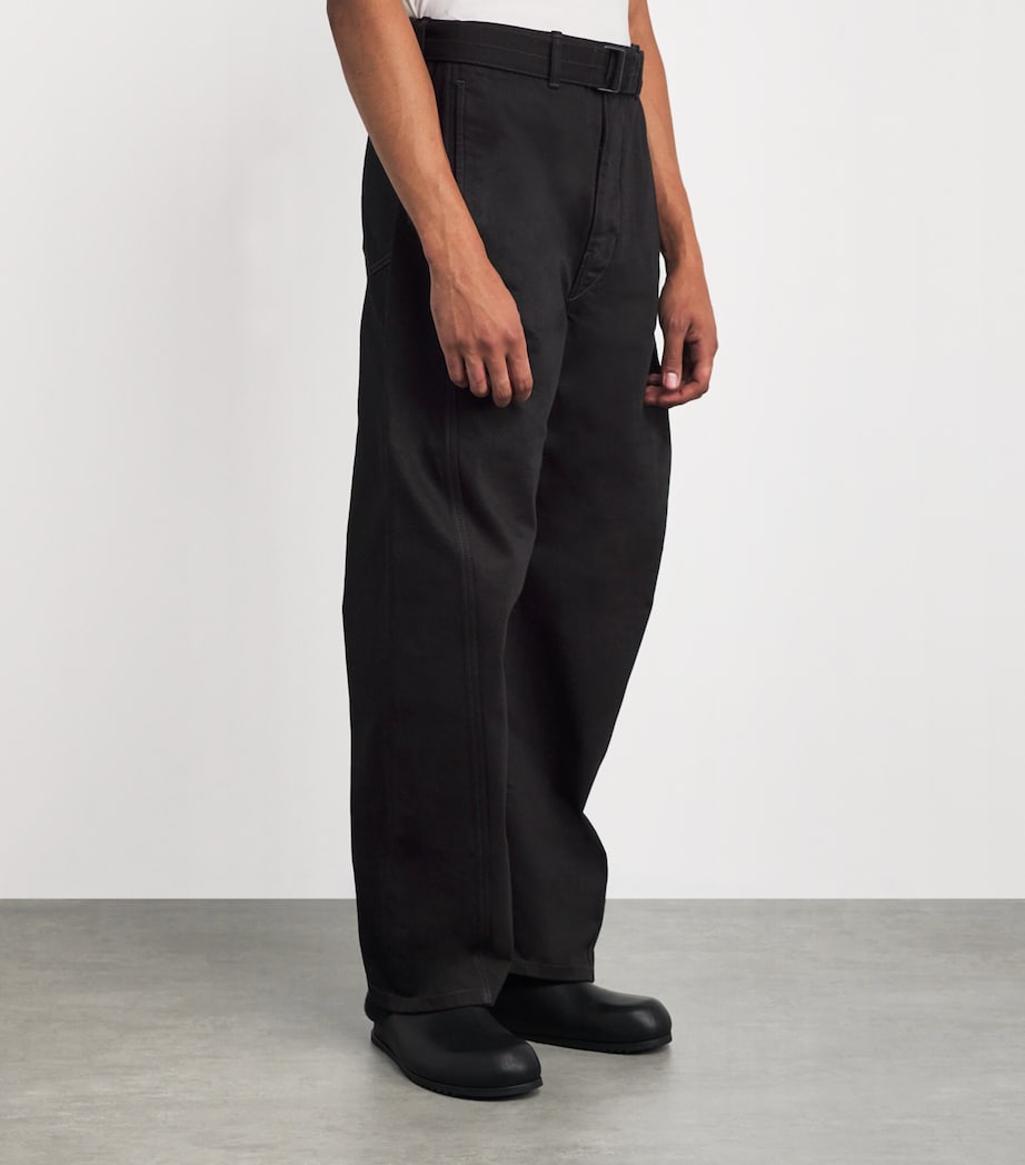 Cotton Twisted-Seam Belted Trousers BLACK BK999 Image 3