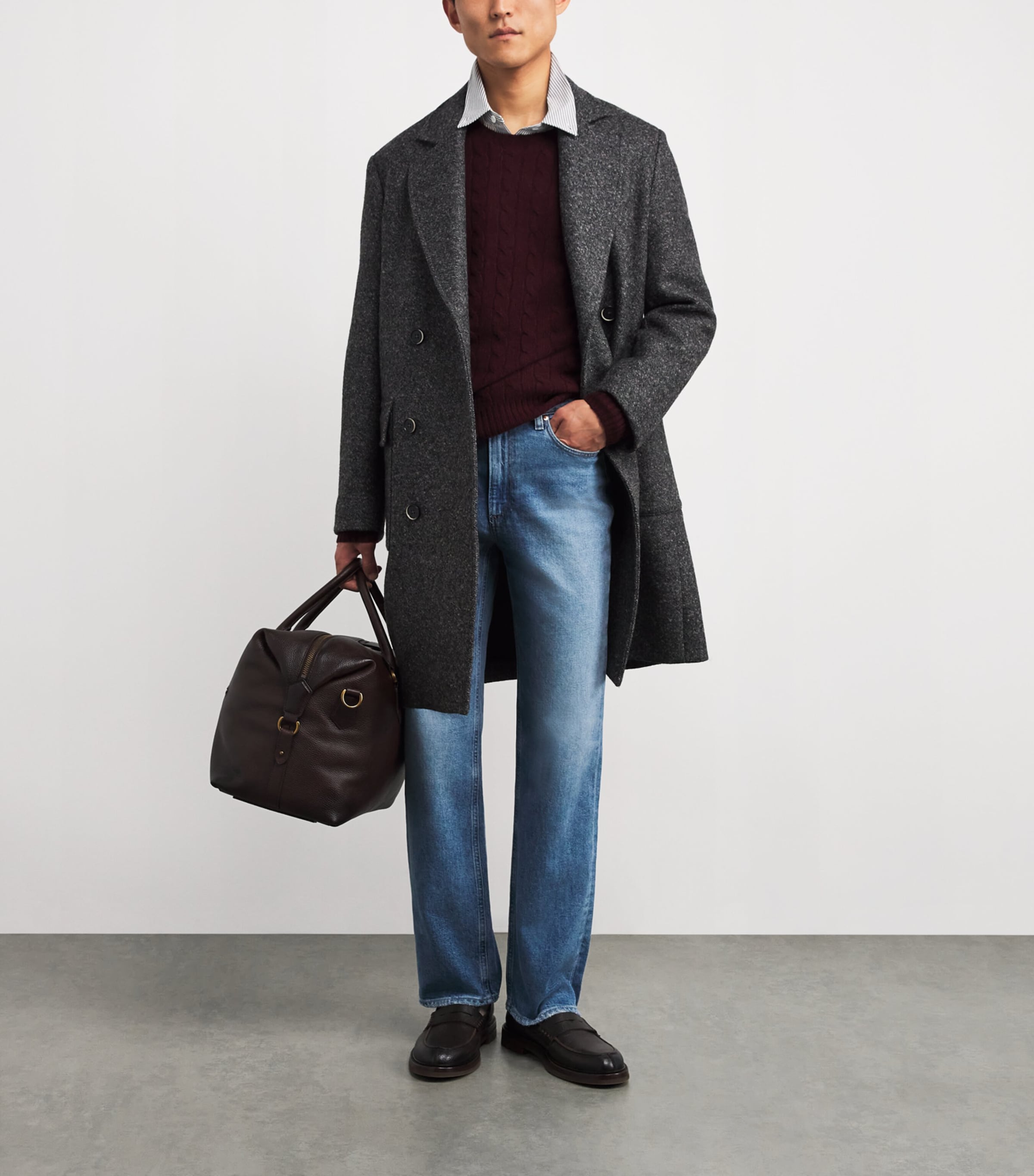 Wool-Cashmere Cable-Knit Sweater DARK RED Image 2