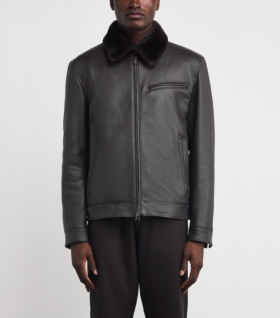 Leather Fur-Collar Jacket 501 Image 3