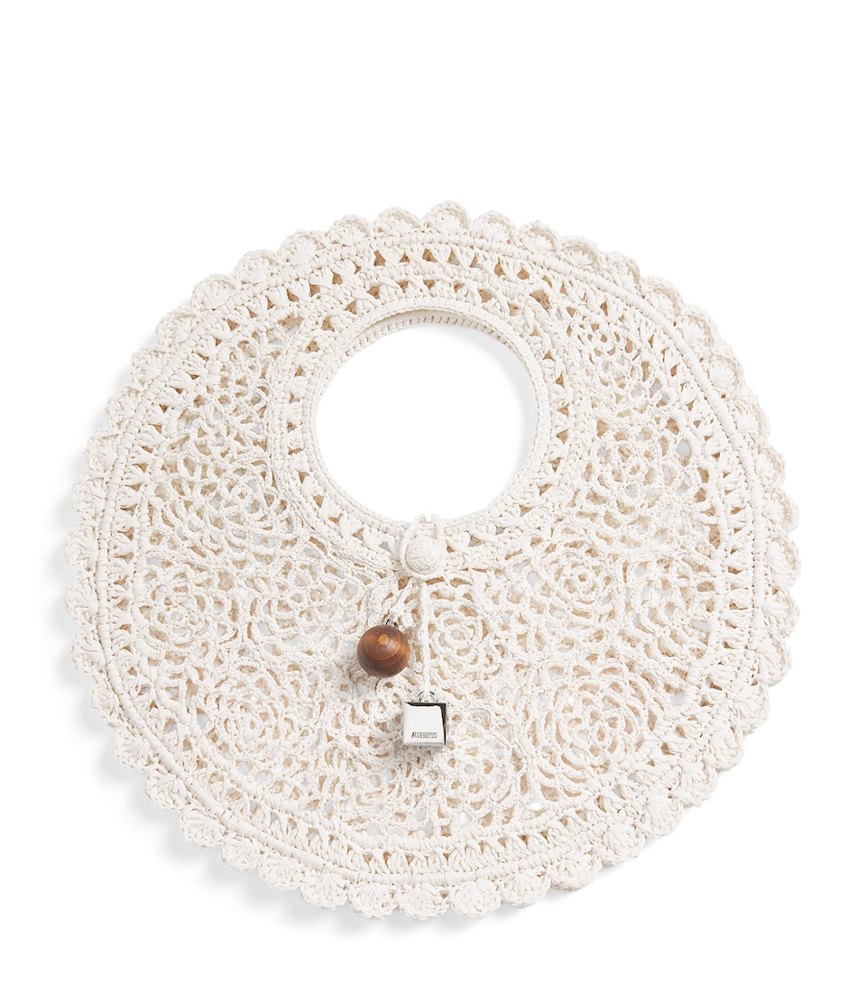 Jacquemus Raffia Lace Spiaggia Top-Handle Bag White