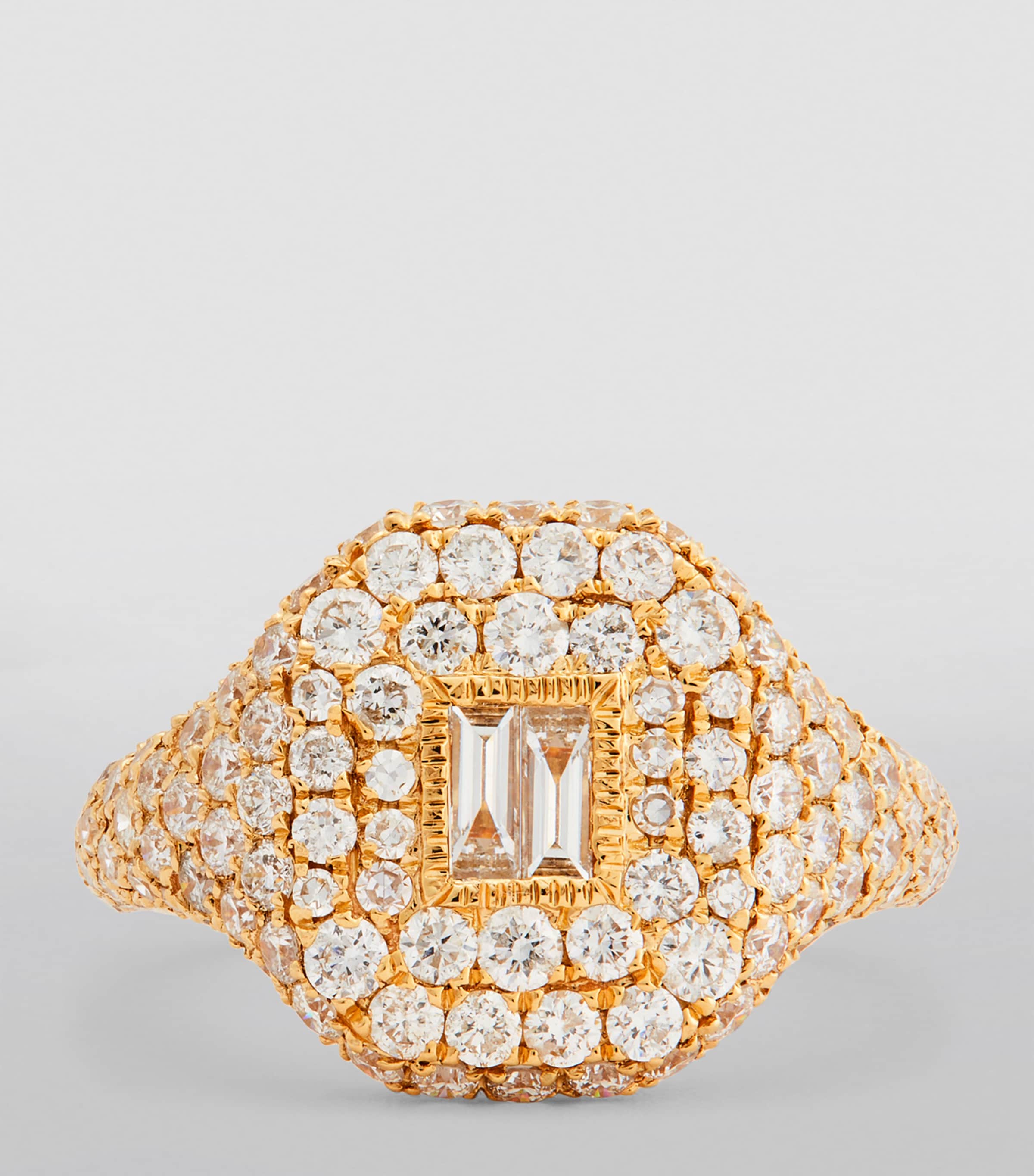 Yellow Gold and Diamond Pavé New Modern Pinky Ring YELLOW GOLD Image 3