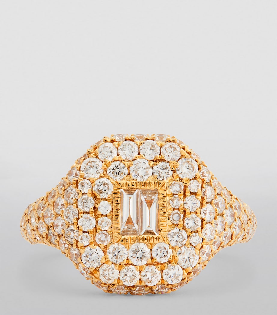 Yellow Gold and Diamond Pavé New Modern Pinky Ring YELLOW GOLD Image 3