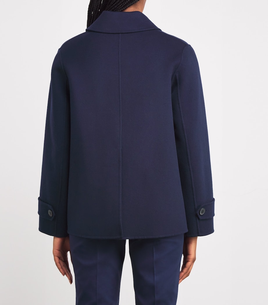 Virgin Wool-Blend Pea Coat NAVY Image 4