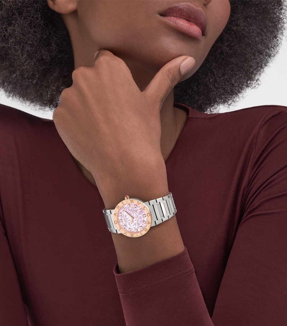 Bvlgari Stainless Steel and Yellow Gold BVLGARI BVLGARI Watch 33mm Pink Image 3