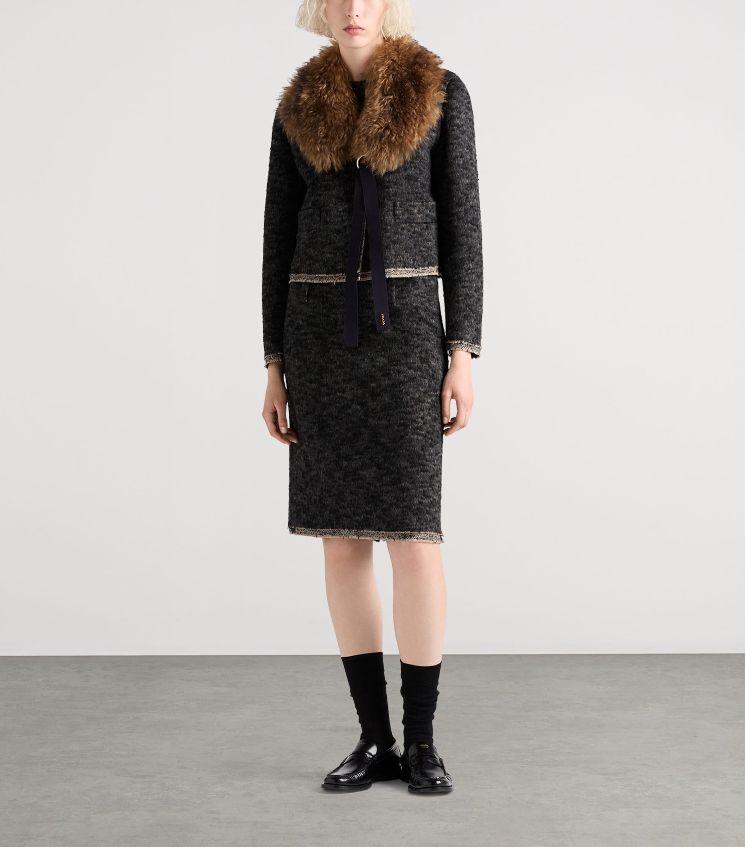 Wool-Blend Double Tweed Jacket F0308 Image 2