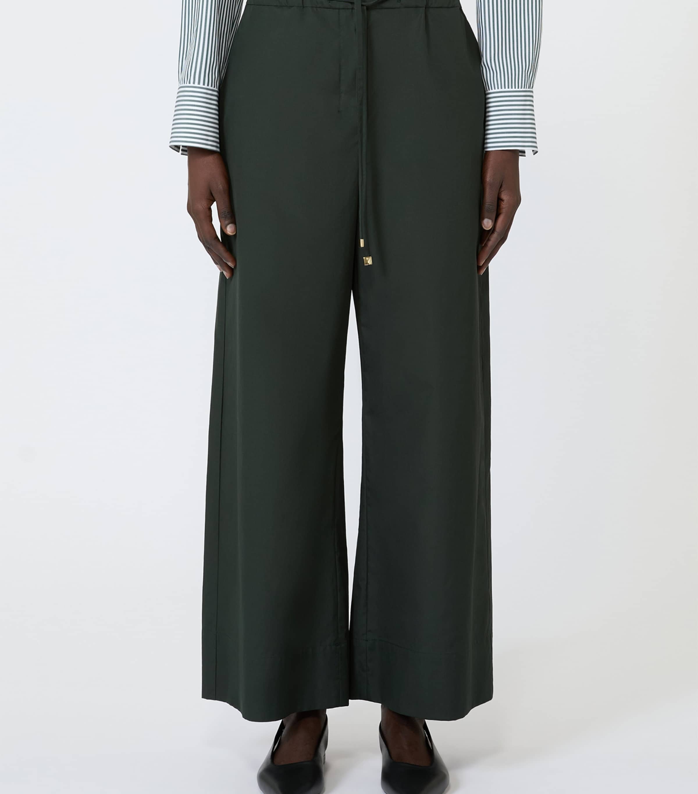 Max Mara Womens Drawstring Wide-Leg Trousers Green Image 3