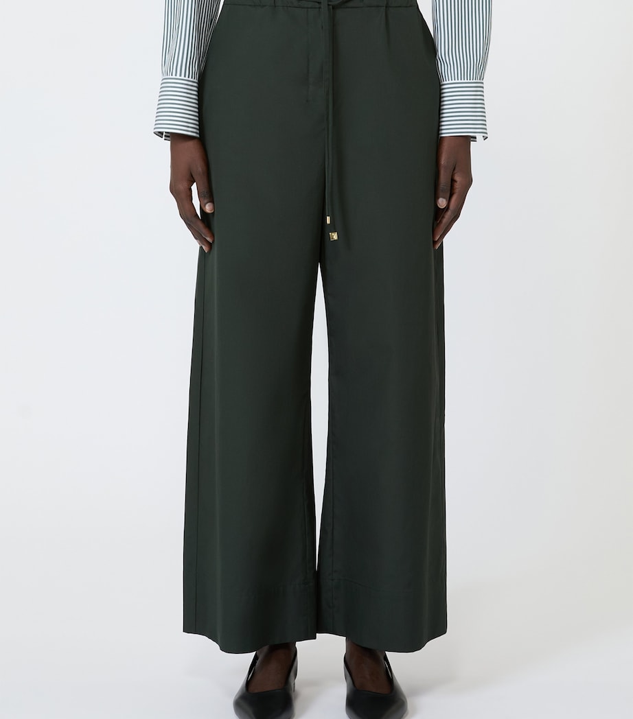 Max Mara Womens Drawstring Wide-Leg Trousers Green Image 3