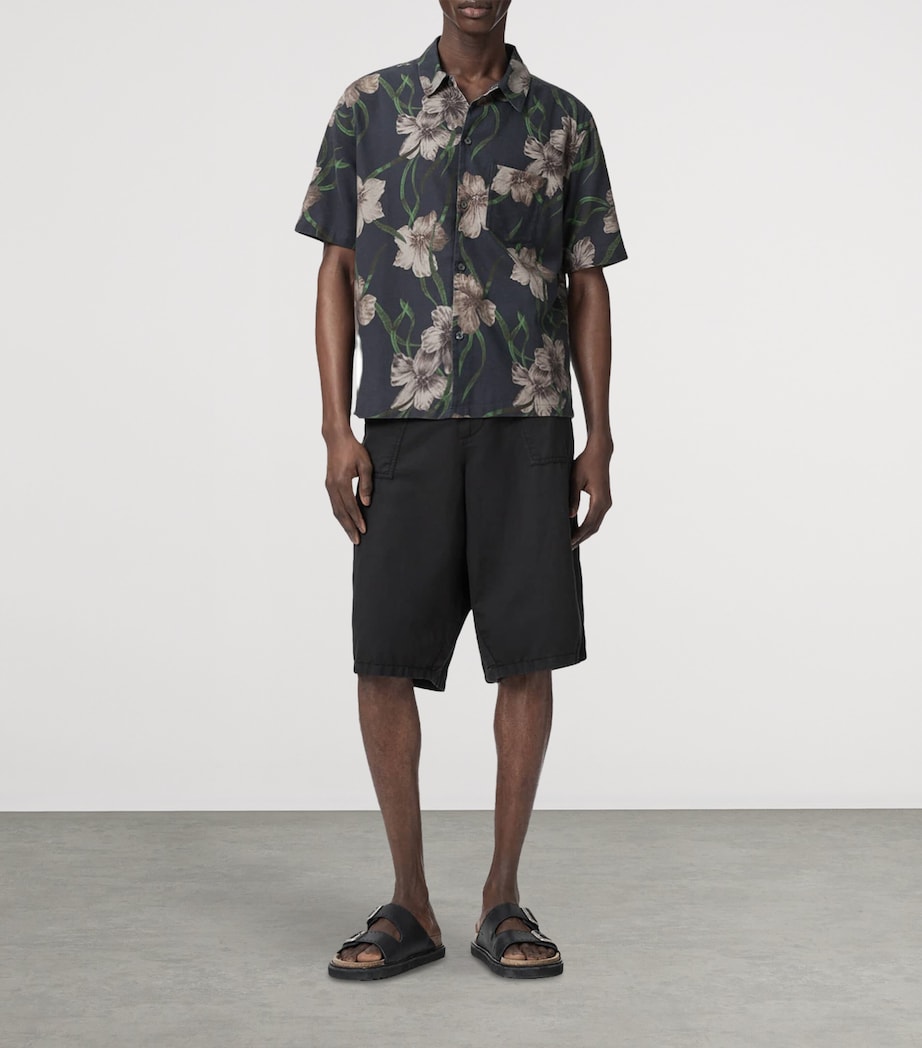 AllSaints Mens Floral Climber Shirt Jet Black Image 2