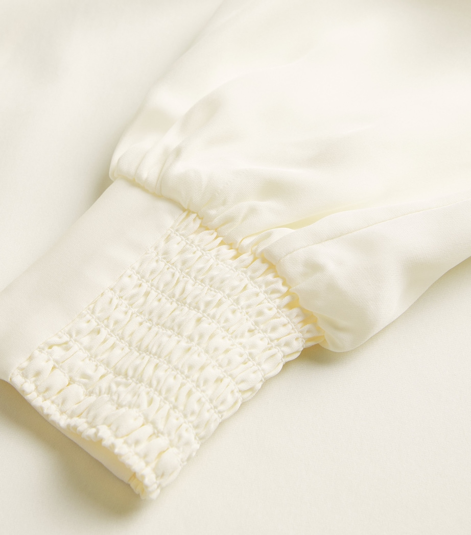 Silk High-Neck Blouse LIGHT CREAM Image 5