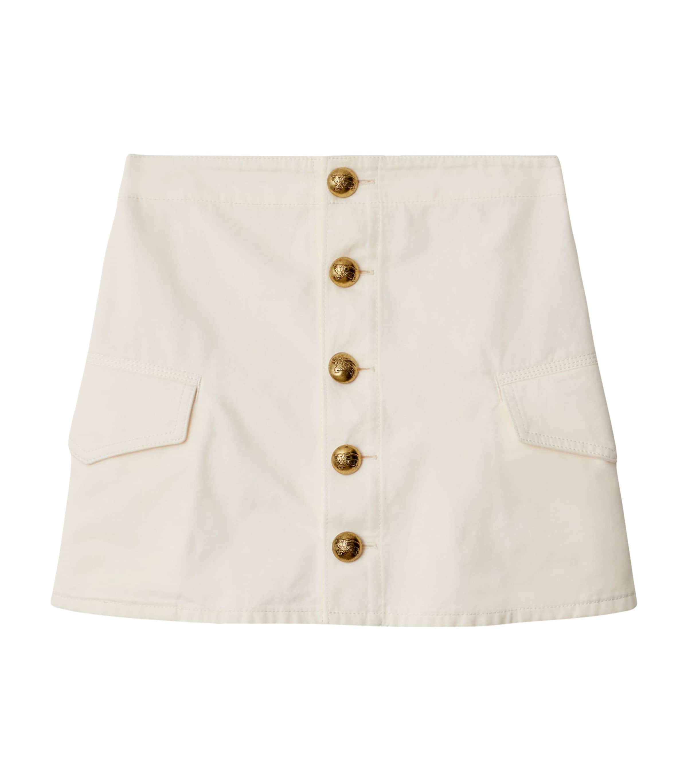 Burberry Buttoned High Waist Mini Skirt In White