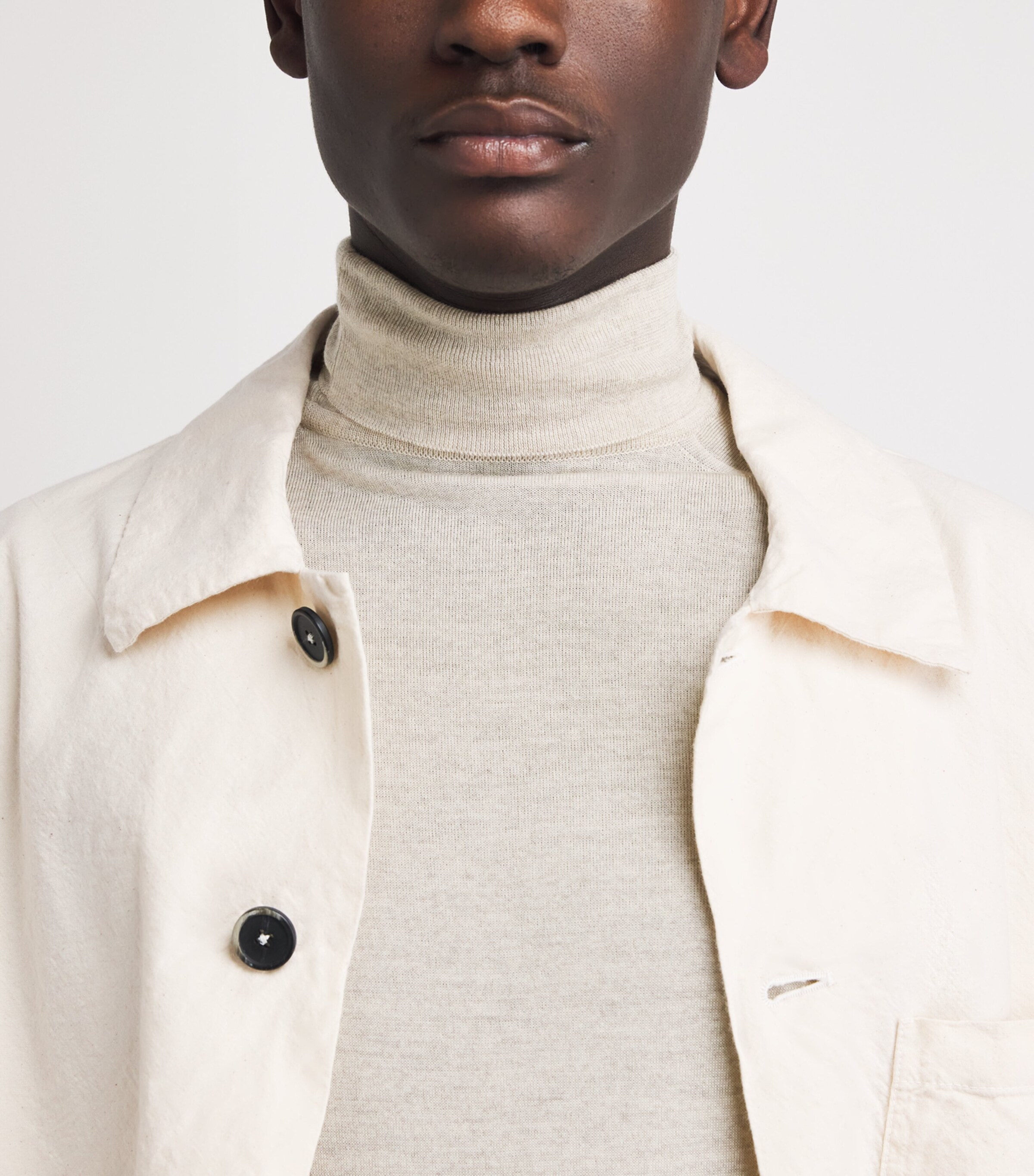 Alan Scott Mens Superfine Merino Wool Rollneck Sweater Natural Image 3