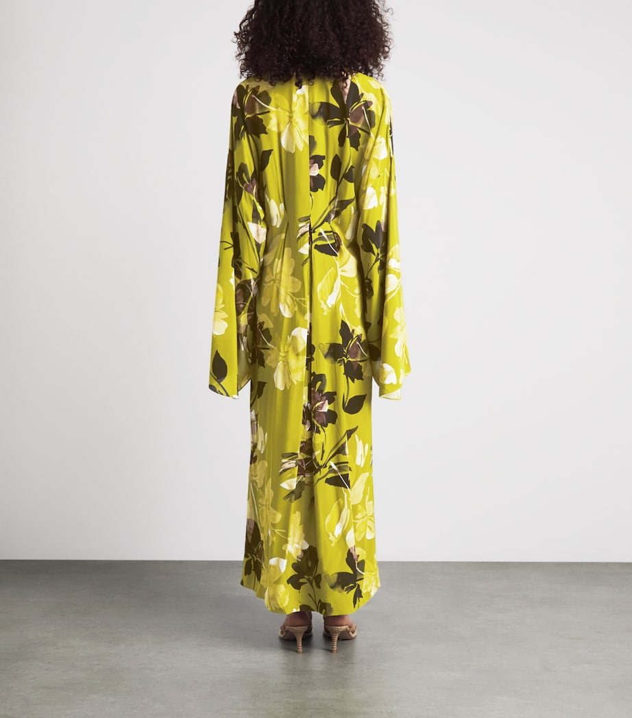 AWAY THAT DAY Womens Morocco Maxi Skirt Chartreuse Flr Print Image 4