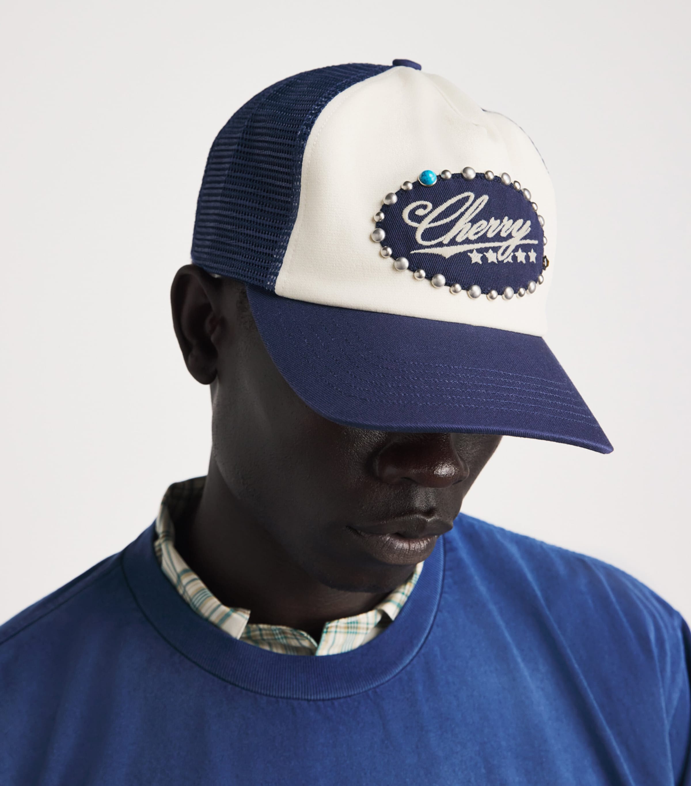 Cherry Los Angeles Turquoise Cherry Trucker Cap Navy Image 2