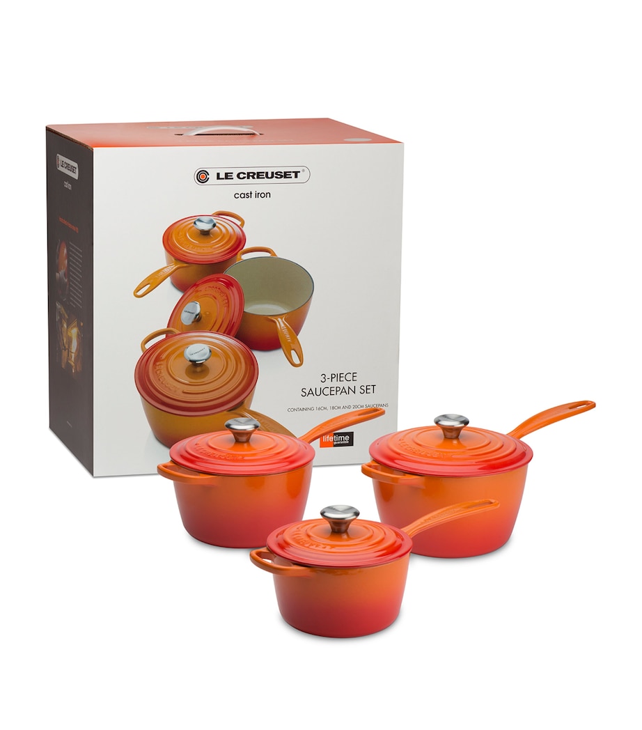 Set of 3 Cast Iron Saucepans CERISE Image 2