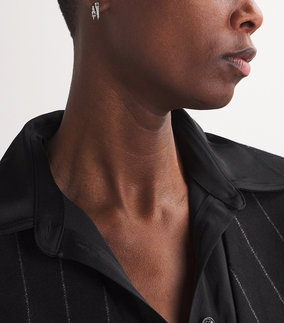 White Gold and Diamond Double Stick Stud Earrings WHITE GOLD Image 2